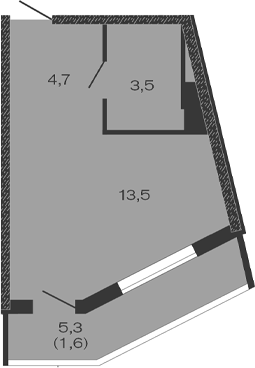 Планировка — Дзенпарк, Студия, 22 м²