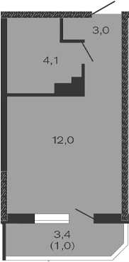 Планировка — Дзенпарк, Студия, 19 м²