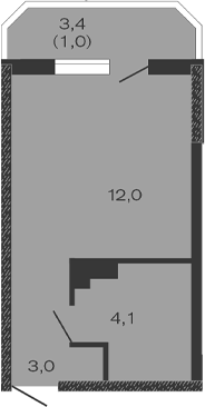 Планировка — Дзенпарк, Студия, 19 м²