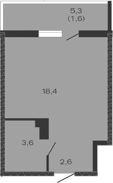 Планировка — Дзенпарк, Студия, 25 м²