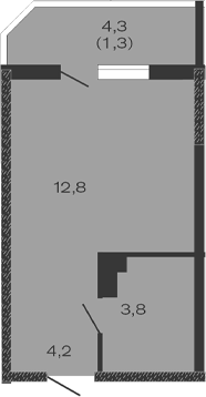 Планировка — Дзенпарк, Студия, 21 м²