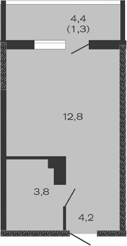Планировка — Дзенпарк, Студия, 21 м²