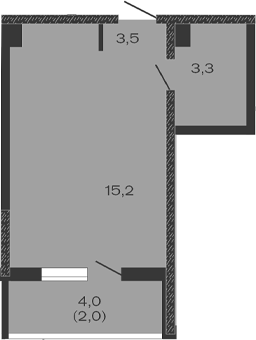 Планировка — Дзенпарк, Студия, 22 м²