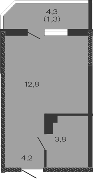 Планировка — Дзенпарк, Студия, 21 м²