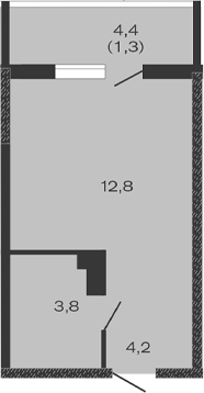 Планировка — Дзенпарк, Студия, 21 м²