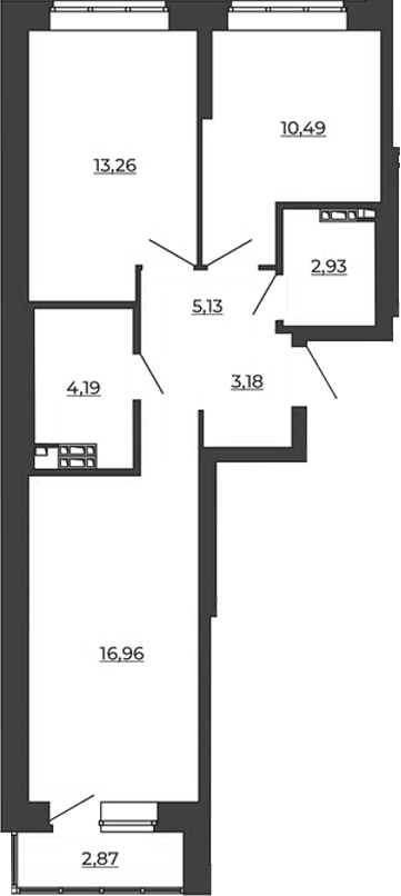 Планировка — СКМ Ривер, 2-комн., 56 м²
