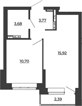 Планировка — СКМ Ривер, 1-комн., 34 м²