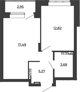 Планировка — СКМ Ривер, 1-комн., 39 м²