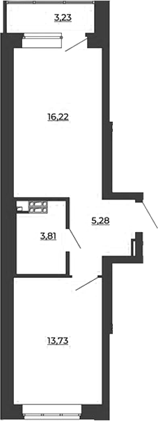 Планировка — СКМ Ривер, 1-комн., 39 м²