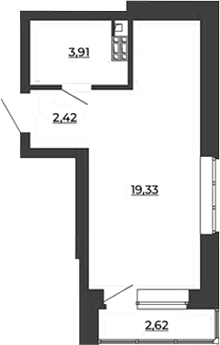 Планировка — СКМ Ривер, Студия, 26 м²