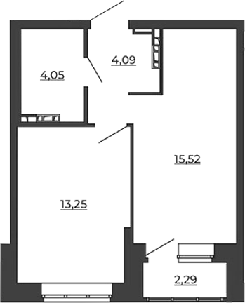 Планировка — СКМ Ривер, 1-комн., 37 м²