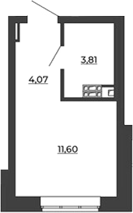 Планировка — СКМ Ривер, Студия, 19 м²