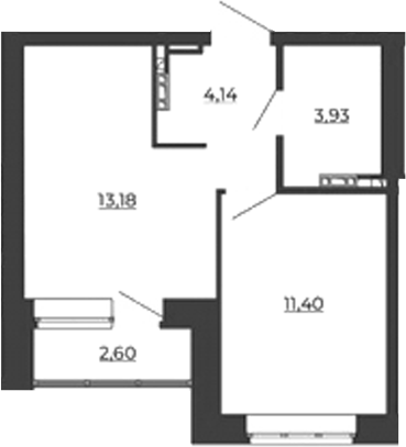 Планировка — СКМ Ривер, 1-комн., 33 м²