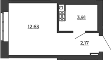 Планировка — СКМ Ривер, Студия, 19 м²
