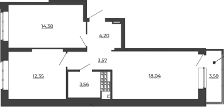 Планировка — СКМ Ривер, 2-комн., 56 м²