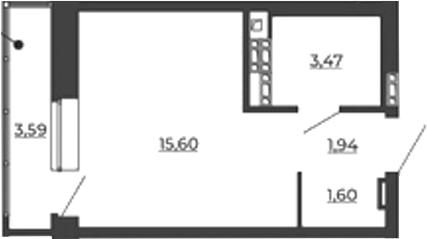 Планировка — СКМ Ривер, Студия, 23 м²