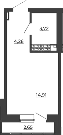 Планировка — СКМ Ривер, Студия, 23 м²