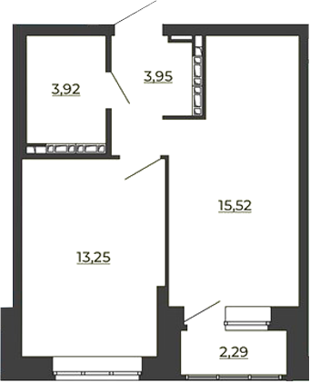 Планировка — СКМ Ривер, 1-комн., 37 м²