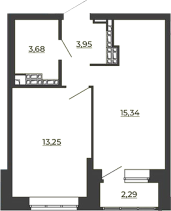 Планировка — СКМ Ривер, 1-комн., 36 м²
