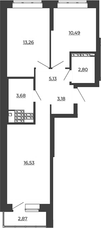 Планировка — СКМ Ривер, 2-комн., 55 м²