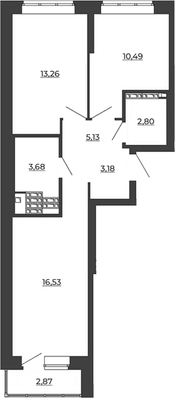 Планировка — СКМ Ривер, 2-комн., 55 м²