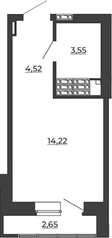Планировка — СКМ Ривер, Студия, 22 м²