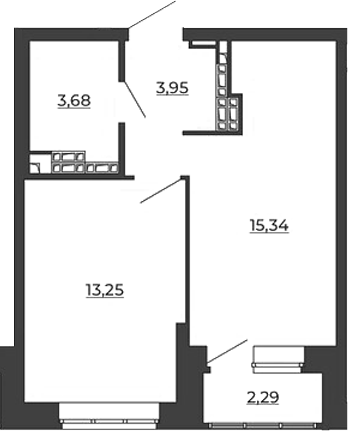 Планировка — СКМ Ривер, 1-комн., 36 м²