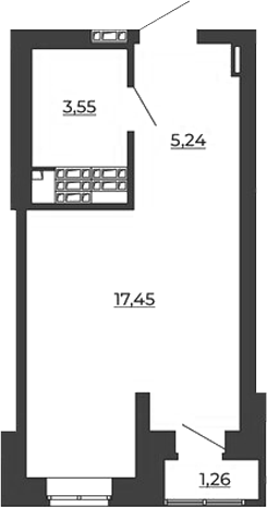 Планировка — СКМ Ривер, Студия, 26 м²