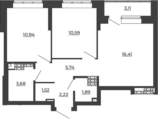 Планировка — СКМ Ривер, 2-комн., 53 м²
