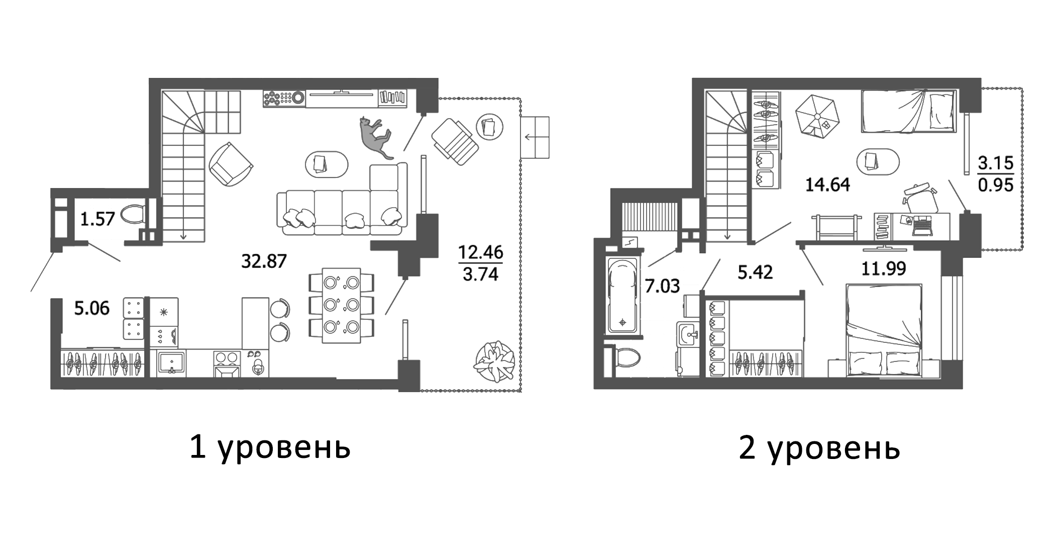 Планировка — Лес, 3-комн., 79 м²