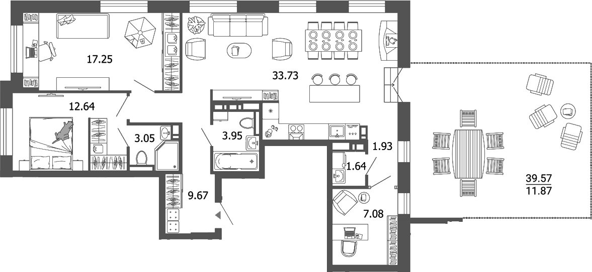 Планировка — Лес, 3-комн., 91 м²