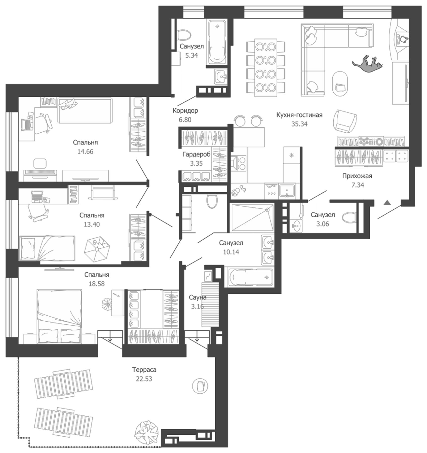 Планировка — Лес, 4-комн., 121 м²
