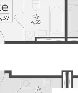 Планировка — Botanica, Студия, 38 м²