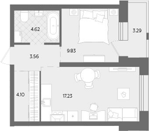 Планировка — Теплые кварталы. Паритет Девелопмент, 2-комн., 39 м²