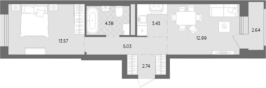 Планировка — Теплые кварталы. Паритет Девелопмент, 2-комн., 42 м²