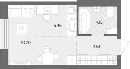 Планировка — Теплые кварталы. Паритет Девелопмент, Студия, 25 м²