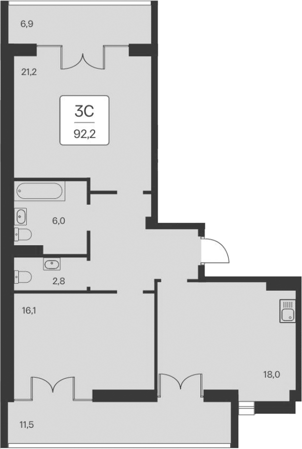 Планировка — Вилла Маяк, 2-комн., 74 м²