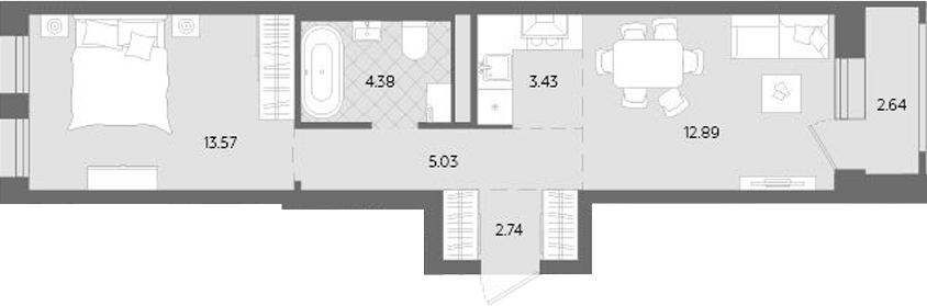 Планировка — Теплые кварталы. Паритет Девелопмент, 2-комн., 42 м²