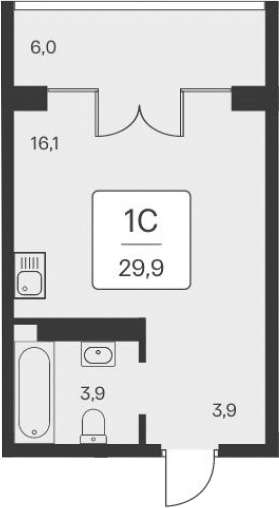 Планировка — Вилла Маяк, Студия, 24 м²