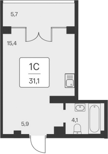 Планировка — Вилла Маяк, Студия, 25 м²