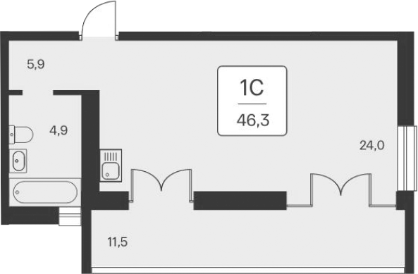 Планировка — Вилла Маяк, Студия, 35 м²