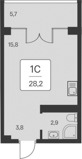 Планировка — Вилла Маяк, Студия, 23 м²