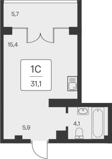 Планировка — Вилла Маяк, Студия, 25 м²