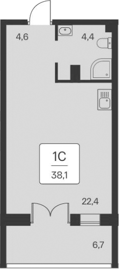 Планировка — Вилла Маяк, Студия, 31 м²