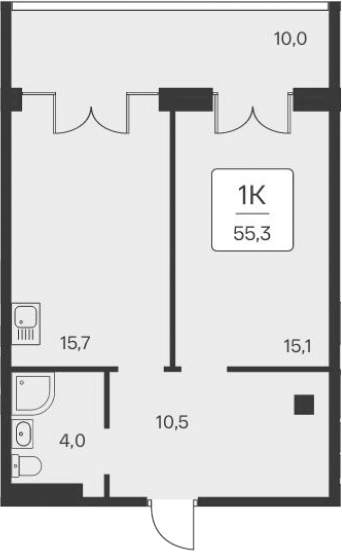Планировка — Вилла Маяк, 1-комн., 45 м²