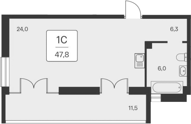 Планировка — Вилла Маяк, Студия, 36 м²