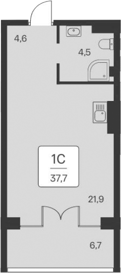 Планировка — Вилла Маяк, Студия, 31 м²