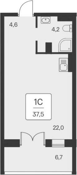 Планировка — Вилла Маяк, Студия, 31 м²