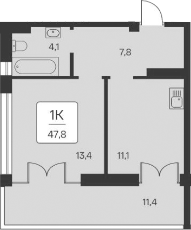 Планировка — Вилла Маяк, 1-комн., 36 м²