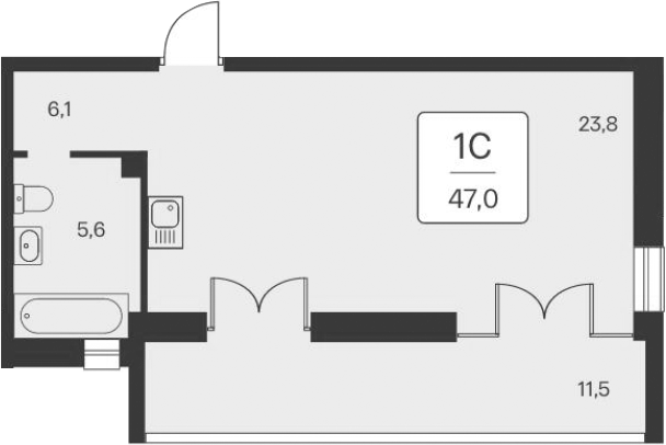 Планировка — Вилла Маяк, Студия, 36 м²